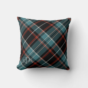 Monogrammad Teal, Black & Red Play Kudde