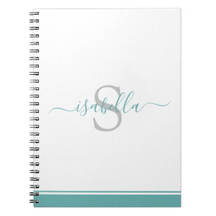 Monogrammad Teal-skript Anteckningsbok