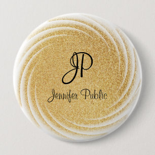 Monogrammad Template Elegant Faux Guld Glitter Knapp