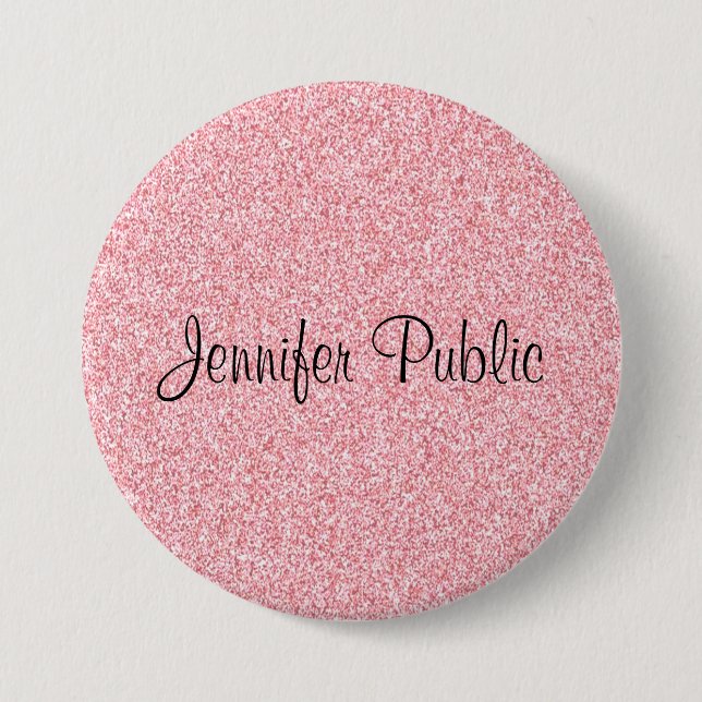 Monogrammad Template Elegant Ro Guld Glitter Knapp (Framsida)