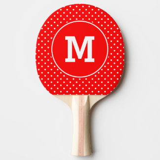 Monogrammad Tiny Red and White Polka dots Pingisracket