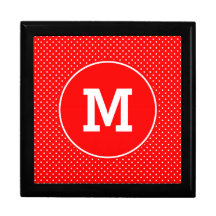 Monogrammad Tiny Red and White Polka dots