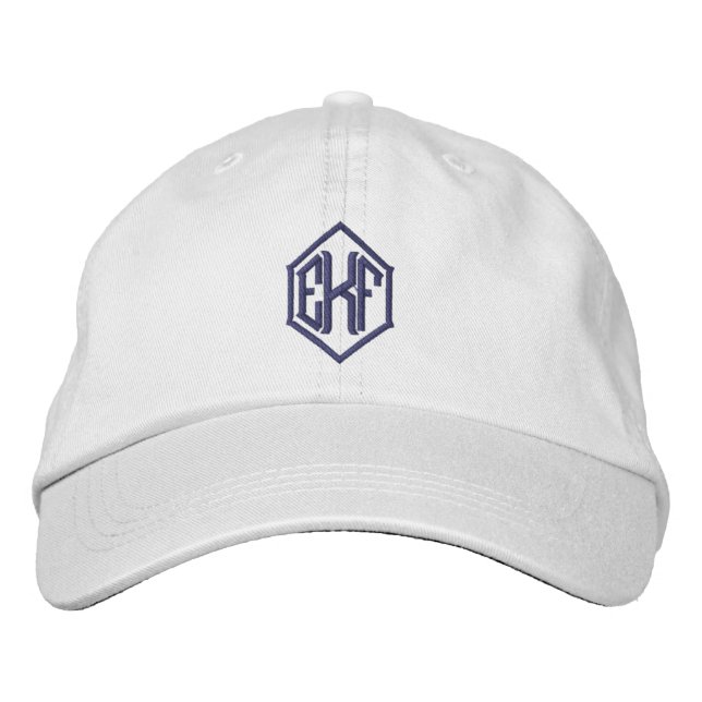 Monogrammad tre inledande baseball Hat Broderad Keps (Framsida)