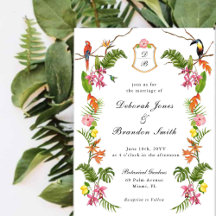 Monogrammad Tropical Blommigt & Greenery