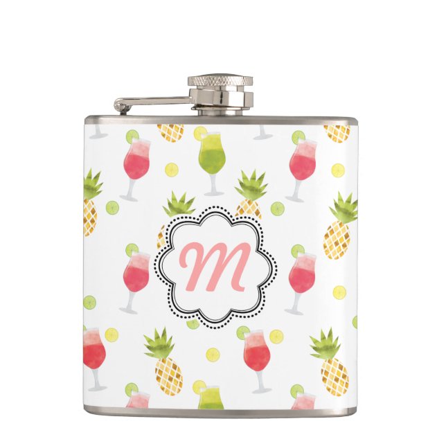 Monogrammad Tropical Cocktail & Fruit Mönster Fickplunta (Framsidan)