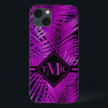 Monogrammad Tropical Lila Handflatan<br><div class="desc">Tropical lila handflatan fronds on black,  den här telefonväskan - FOR ANY DEVICE STIL ELLER NUMBER - har ditt monogram med chic lettering. Skapa dig själv eller ge som gåva. MATCHING-objekt i vår butik.</div>
