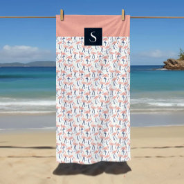 Monogrammad Tropical Rosa Flamingo Pattern