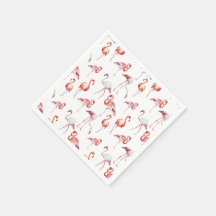 Monogrammad Tropical Rosa Flamingo Watercolor