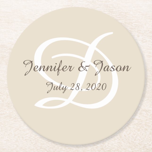 Monogrammad uppsättning pappra underlägg papper rund (Framsidan)