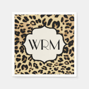 Monogrammad utskrift av sassy Leopard Pappersservett