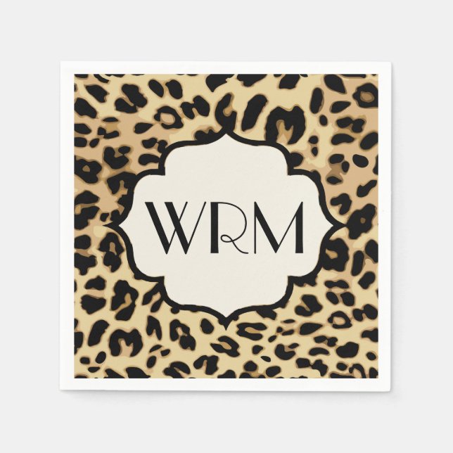 Monogrammad utskrift av sassy Leopard Pappersservett (Framsidan)