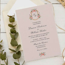 Monogrammad Vapensköld med inbjudan till blomsterb