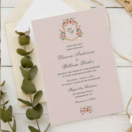 Monogrammad Vapensköld med inbjudan till blomsterb