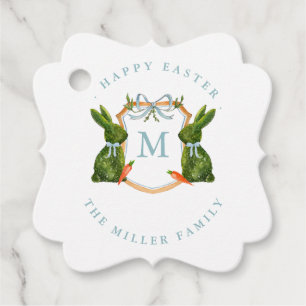 Monogrammad Vapensköld Topiary Bunny Påsk Gåvor Etiketter