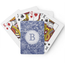 Monogrammad vintage Blue and White Blommigt