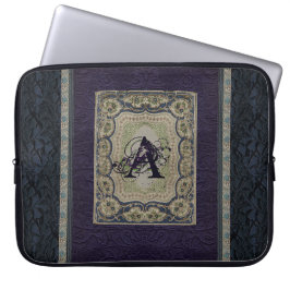 Monogrammad vintage Fabric Bok Design Laptop Sleeve