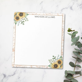 Monogrammad Vintage Rustic Solros Decoupage Anteckningsblock