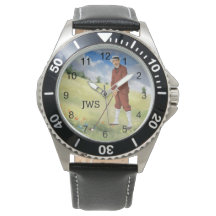 Monogrammad vintage stil golfer watch