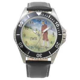 Monogrammad vintage stil golfer watch armbandsur