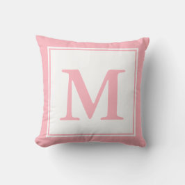 Monogrammad vit och Blek Rosa Kudde