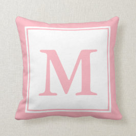 Monogrammad vit och Blek Rosa Kudde