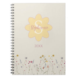 Monogrammad Watercolor-Blommigt Anteckningsbok