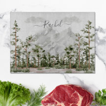 Monogrammad Watercolor Mountain och Forest
