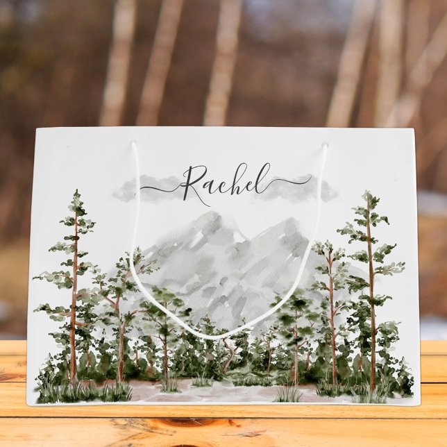 Monogrammad Watercolor Mountain och Forest (In situ)