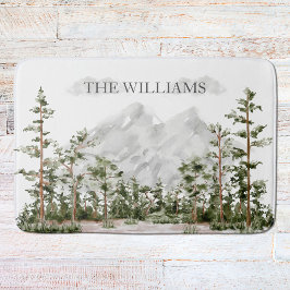 Monogrammad Watercolor Mountain och Forest Badrumsmatta