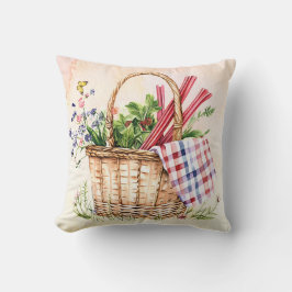 Monogrammad Watercolor Red Rhubarb & Örter Kudde