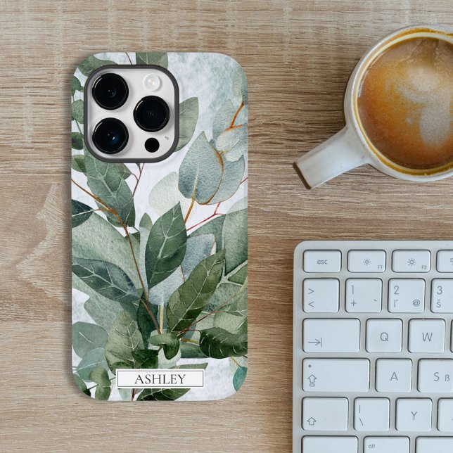 Monogrammad Watercolor Rustic Sage Greenery (In situ)