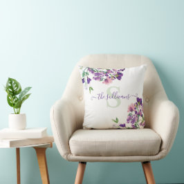 Monogrammad Watercolor Sweet Pillow Kudde