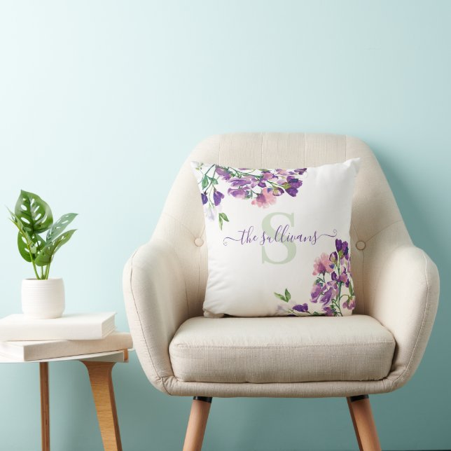 Monogrammad Watercolor Sweet Pillow Kudde (Stol)