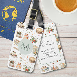 Monogrammad Whimsical Blommigt Strawberry Land Bagagebricka