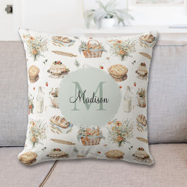 Monogrammad Whimsical Blommigt Strawberry Land Kudde