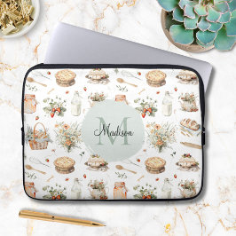 Monogrammad Whimsical Blommigt Strawberry Land Laptop Fodral