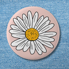 Monogrammad White Daisy Blommigt Knapp