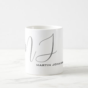 Monogrammad White Grått Personal Anpassningsbar Mo Kaffemugg