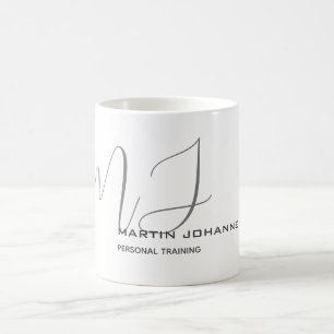 Monogrammad White Grått Personal Trainer Modern Kaffemugg