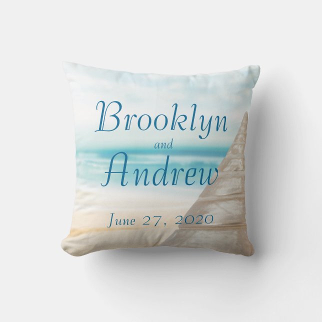 Monogrammade Beach Wedding Pillows Kudde (Framsida)