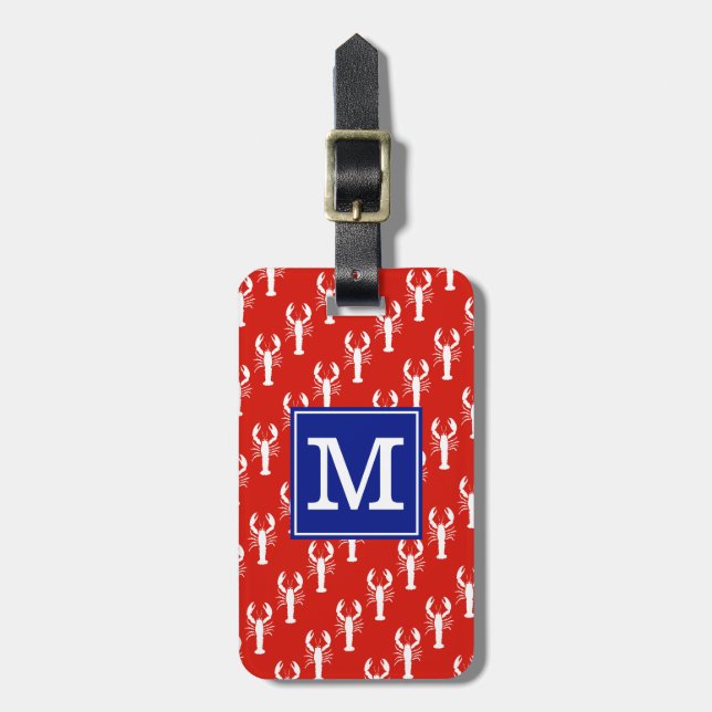 Monogrammade BS Lobsters Red Bagagebricka (Vertikal Framsida)