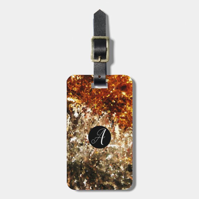 Monogrammade chic guld-miniatyrbilder glitter bagagebricka (Vertikal Framsida)