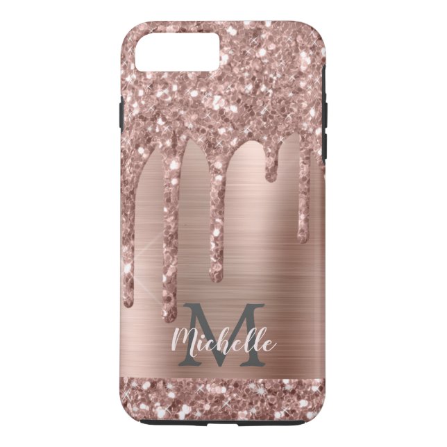 Monogrammade drivrutiner Ro Guld Glitter vid Rosa  Case-Mate iPhone Skal (Baksida)