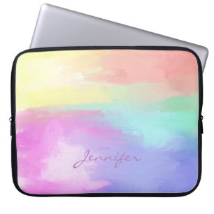 Monogrammade färgade oljepensionsstreck laptop fodral