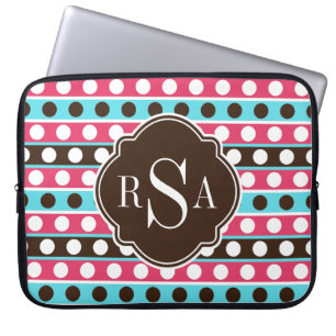 Monogrammade färgade punkter och Rand Mönster Laptop Sleeve