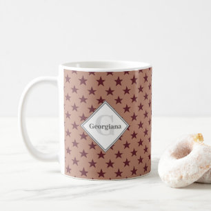 Monogrammade Geometric Cabernet Stars på Kork Kaffemugg