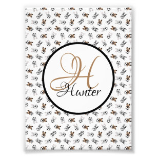 Monogrammade hundvalpar med fotboll fototryck