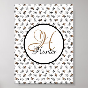 Monogrammade hundvalpar med fotboll poster