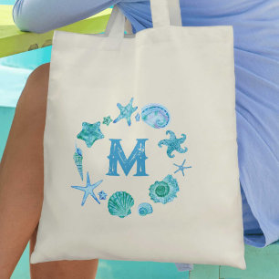 Monogrammade kustnära sjöceller och Starfisk Tygkasse