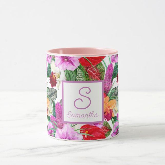 Monogrammade kustparadisblooms mugg (Center)